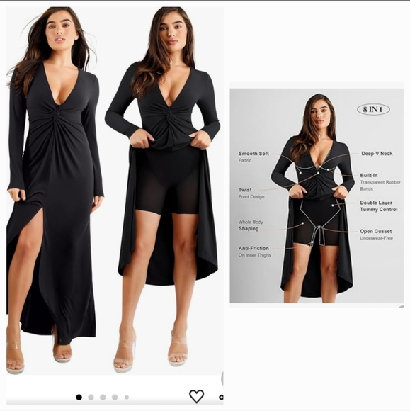 Popilush Long Sleeve Formal Dresses 8 In 1 Bodycon Dress with Built In Shapewear - Picture 3 of 9